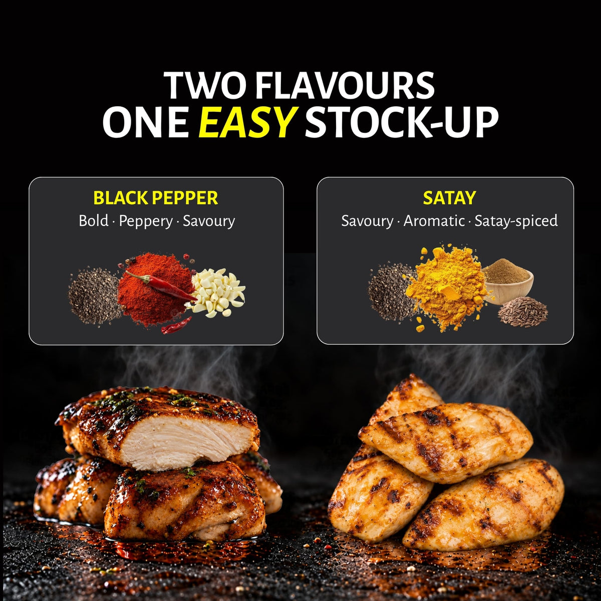 Chicken Chop Buddy Bundle Pack (2kg) - Black Pepper & Satay