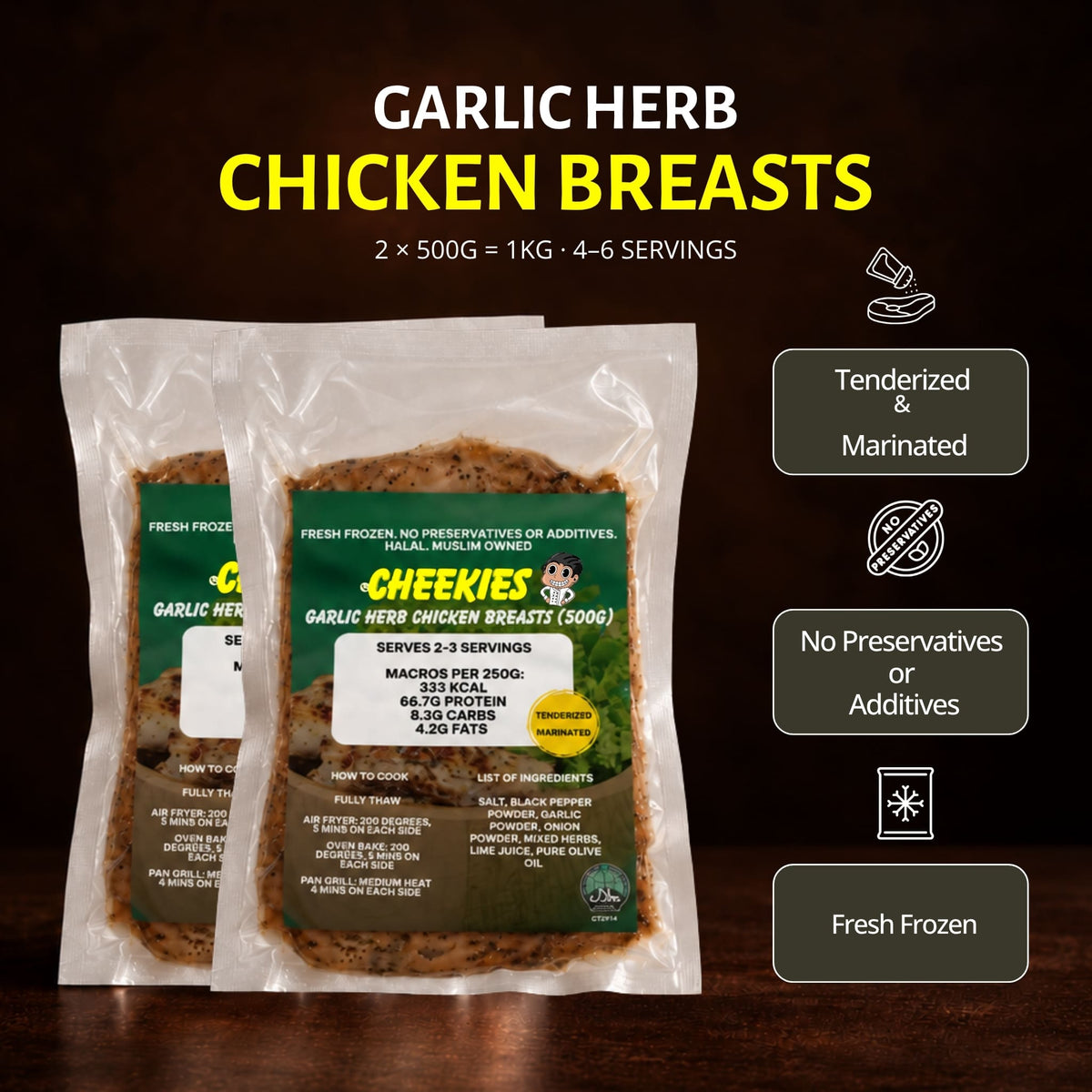 Garlic Herb Chicken Breasts (1kg)