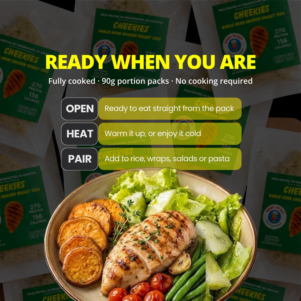 Ready to Eat Garlic Herb Chicken – 10 x 90g Pack Bundle $3.80/pc
